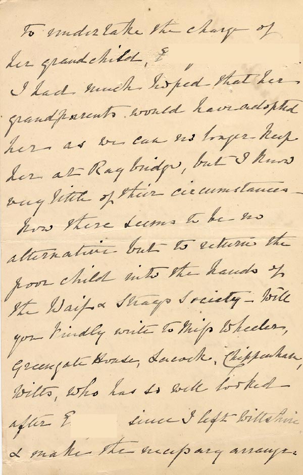 Large size image of Case 1294 9. Letter from Mrs Bere to Revd Edward Rudolf  21 November 1895
 page 2