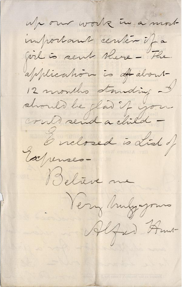 Large size image of Case 1294 10. Letter from Revd Hunt to Revd Edward Rudolf  26 November 1895
 page 2