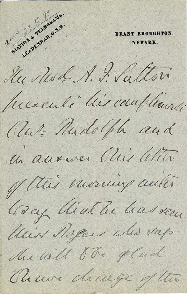 Large size image of Case 1294 12. Letter from Revd Edward Rudolf to Revd Salton  21 December 1895
 page 1