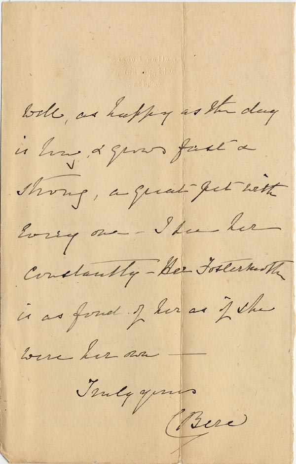 Large size image of Case 1294 29. Letter from Mrs Bere to Revd Edward Rudolf  10 July 1900
 page 2