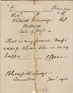 Image of Case 1294 30. Postcard from Mrs Bere to Revd Edward Rudolf  12 January 1902
 page 2