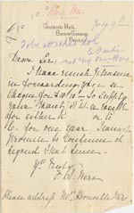 Image of Case 1372 7. Letter from Gratwicke Hall 9 July 1888
 page 1
