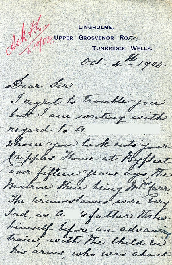 Large size image of Case 2434 10. Letter from Mrs Cameron 4 October 1904
 page 1