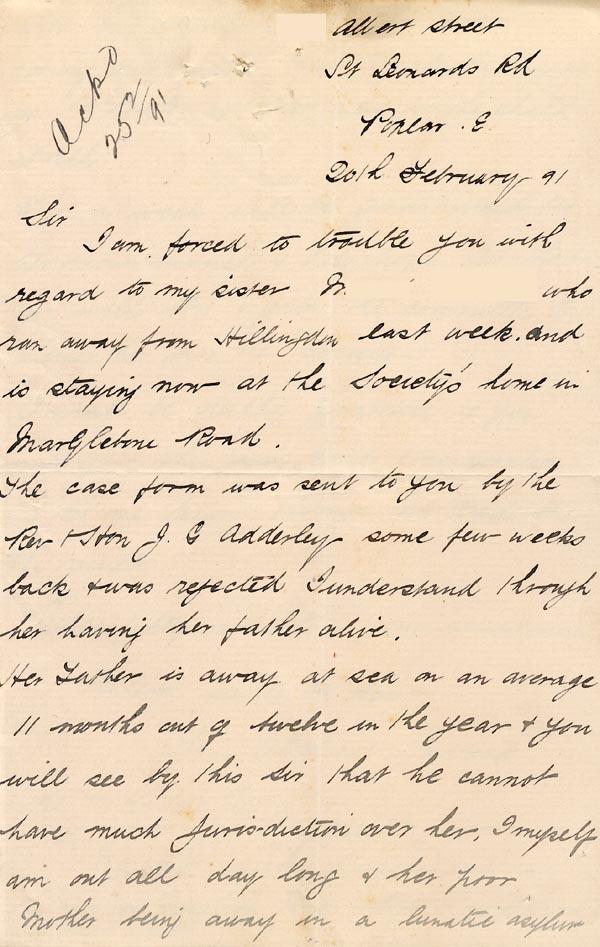 Large size image of Case 2716 10. Letter from M's brother 20 February 1891
 page 1
