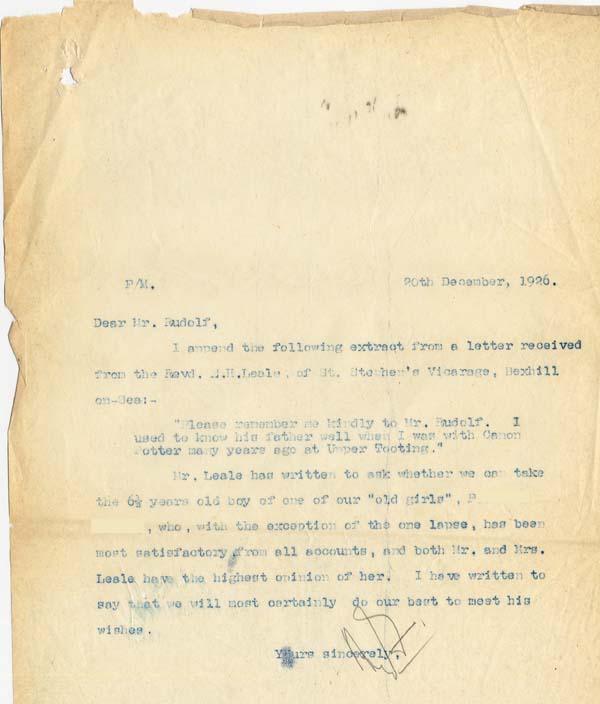 Large size image of Case 3271 59. Letter to Edward Rudolf  20 December 1926
 page 1