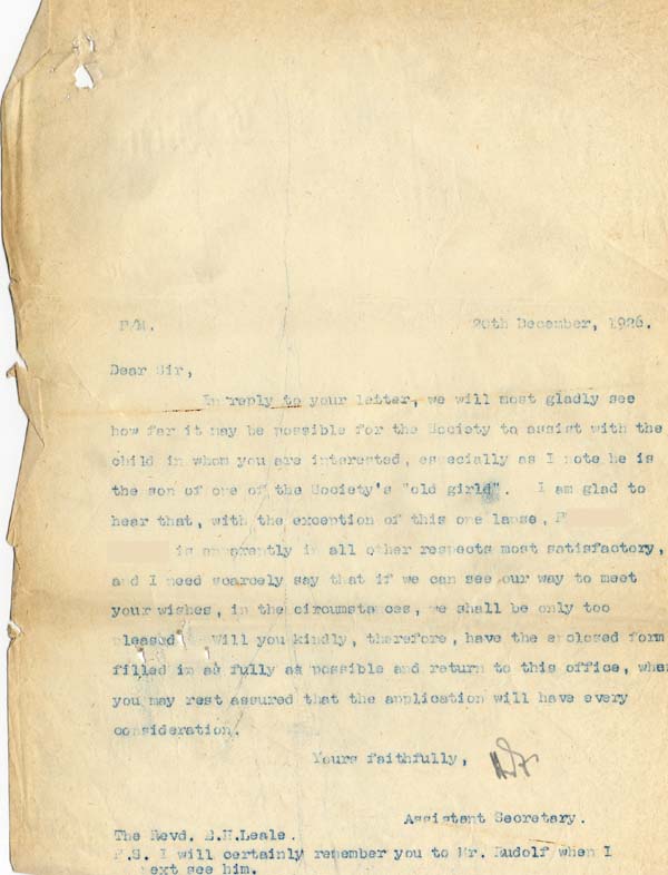 Large size image of Case 3271 60. Letter to F's employer  20 December 1926
 page 1