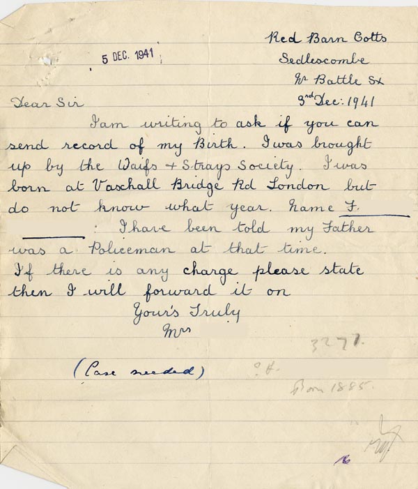 Large size image of Case 3271 62. Letter from F.  3 December 1941
 page 1