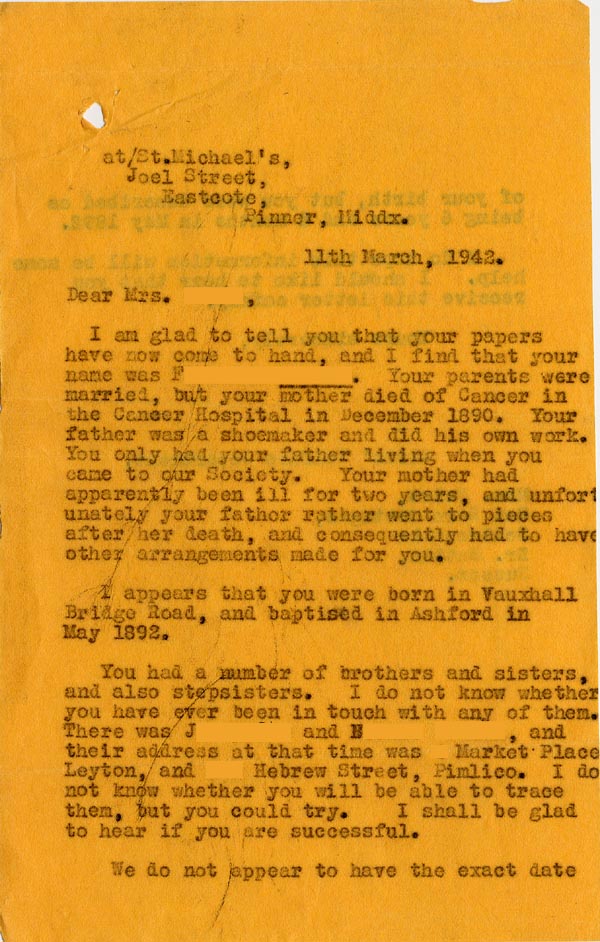 Large size image of Case 3271 65. Letter to F.  11 March 1941
 page 1