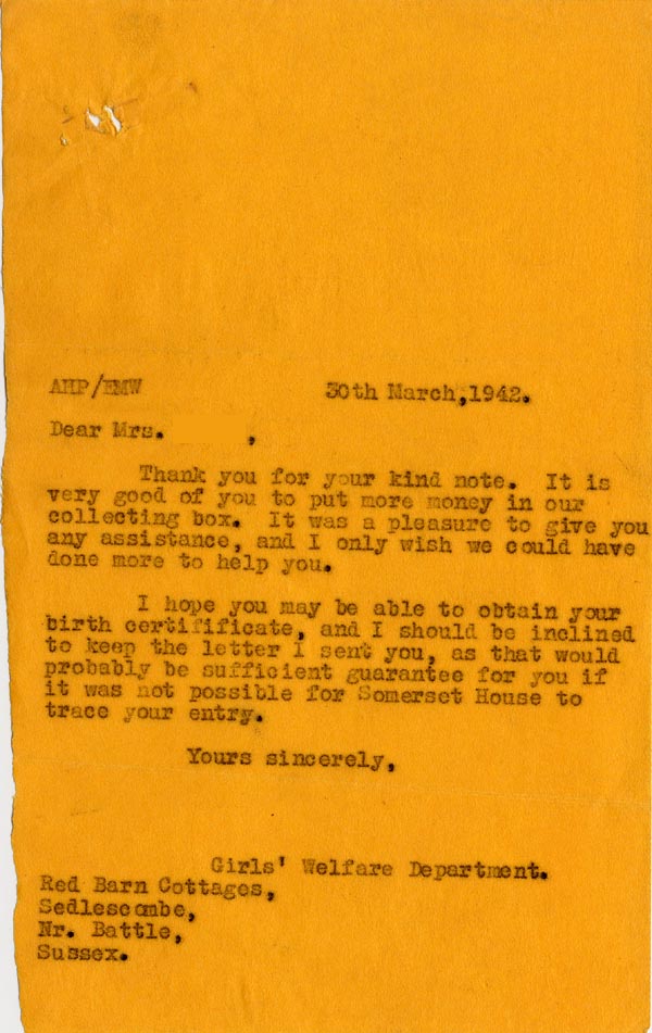 Large size image of Case 3271 67. Letter to F.  30 March 1942
 page 1
