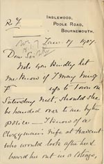 Image of Case 3271 9. Letter from F's employer, Miss G. Scott to Edward Rudolf  19 January 1907
 page 1