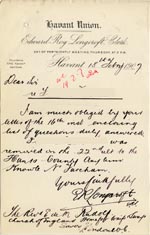 Image of Case 3271 18. Letter from Havant Union to Edward Rudolf  18 February 1907
 page 1
