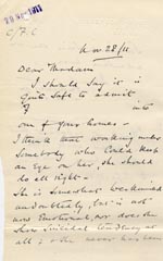 Image of Case 3271 45. Letter from Fisherton House Asylum  28 November 1911
 page 1