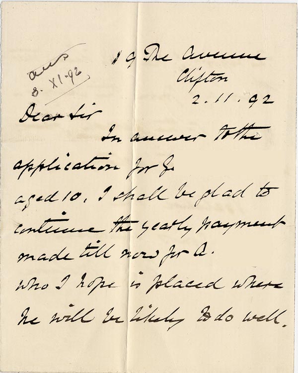 Large size image of Case 3303 2. Letter from M. J. Moline 2 November 1892
 page 1