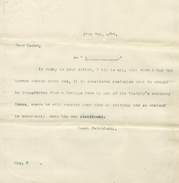 Large size image of Case 3303 5. Letter to Mrs S. 17 February 1899
 page 1