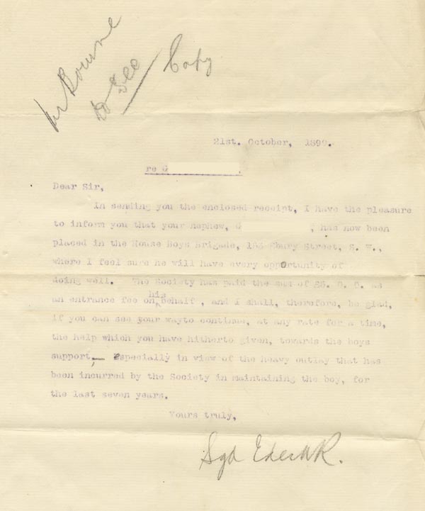 Large size image of Case 3303 10. Letter to G's uncle 21 October 1899
 page 1