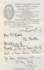 Image of Case 3303 7. Letter from the Byfleet Home 9 August 1899
 page 1