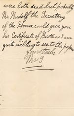 Image of Case 3303 11. Letter from Mrs S. to the Cornwall Coastguard c. 1 December 1902
 page 3