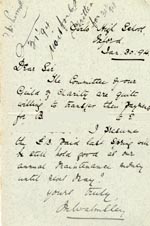 Image of Case 3392 8. Letter from the Girls High School, Bedford 30 January 1894
 page 1