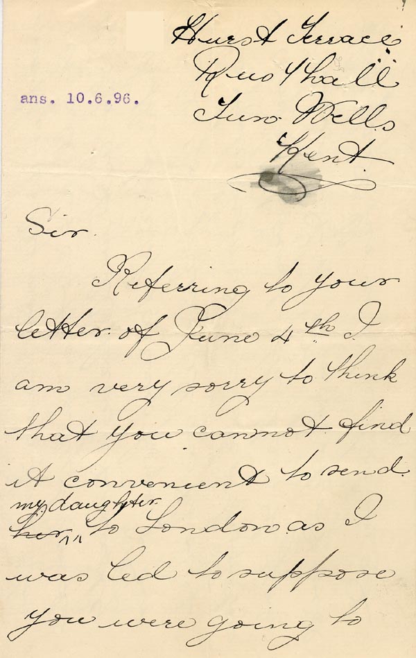 Large size image of Case 3574 9. Letter from S's father c. 9 June 1896
 page 1