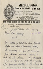 Image of Case 3622 11. Letter from the Tattenhall Home Committee 14 October 1909
 page 1