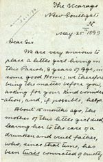 Image of Case 3737 2. Letter from New Southgate vicarage 25 May 1893
 page 1