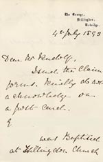 Image of Case 3737 6. Letter from Mrs Fenton The Grange, Hillingdon 4 July 1893
 page 1