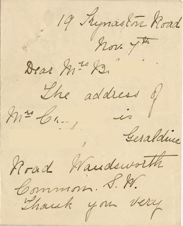 Large size image of Case 3821 8. Letter to Mrs Blatch  7 November 1899
 page 1