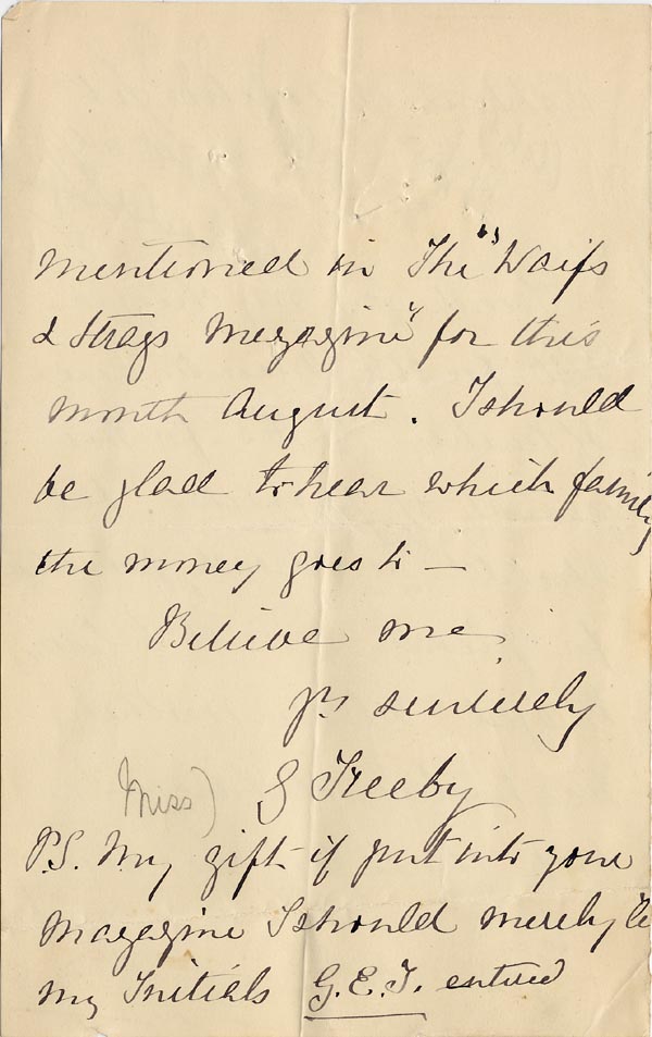 Image of Case 3821 4. Letter from Miss S. Freeby 8 August 1893
 page 2