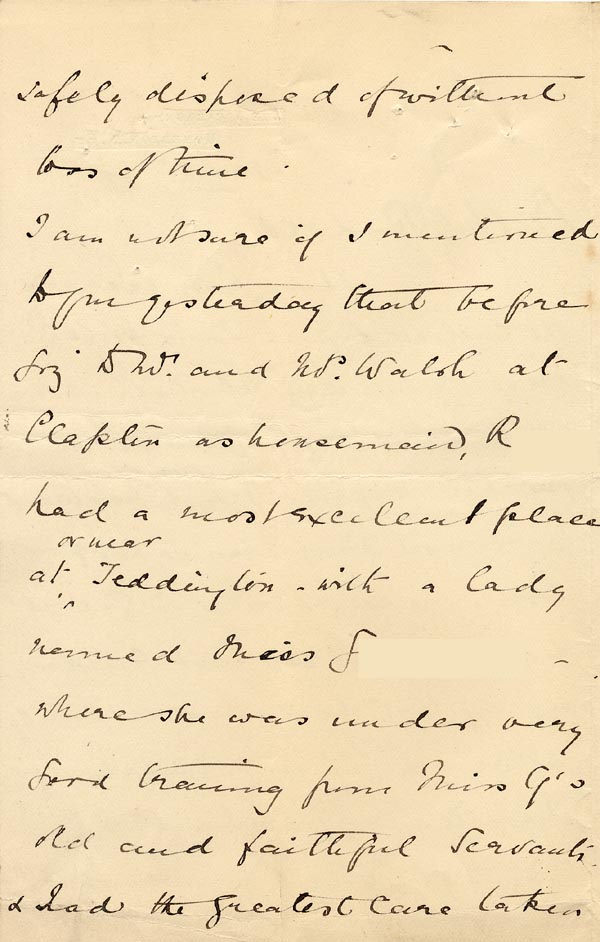 Image of Case 3821 9. Letter from Mrs Blatch  8 November 1899
 page 2