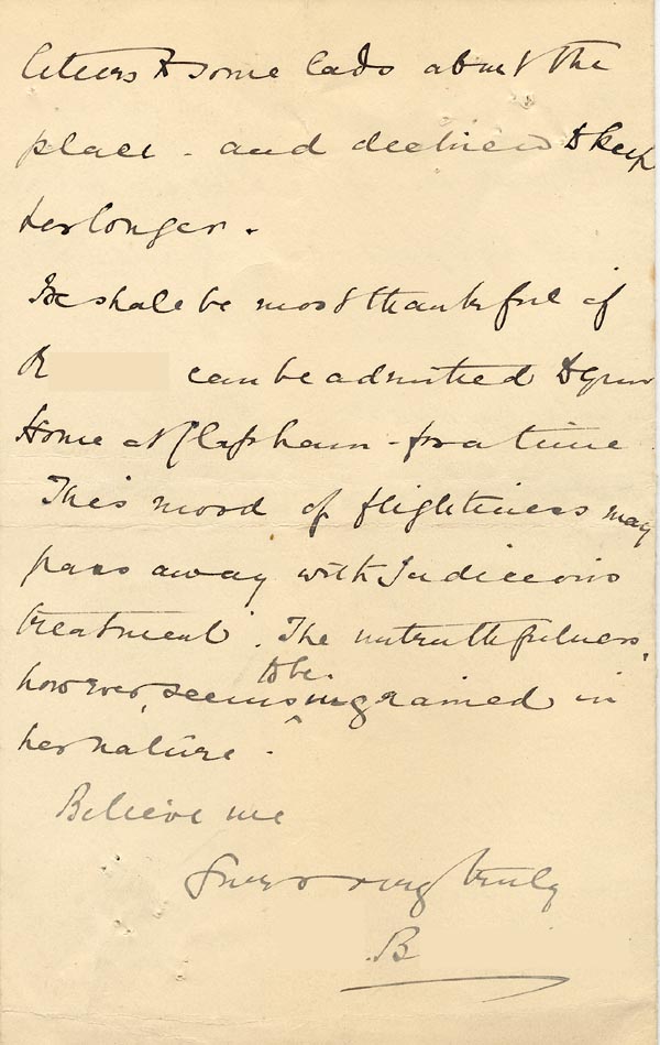 Image of Case 3821 9. Letter from Mrs Blatch  8 November 1899
 page 4