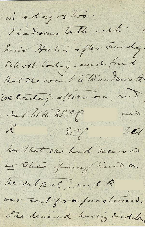 Image of Case 3821 13. Letter from Mrs Blatch 12 November 1899
 page 2