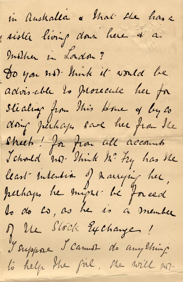 Image of Case 3821 19. Letter from the St Agnes Home 21 October 1901
 page 3