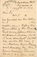 Image of Case 4129 2. Letter from the Home for Friendless Girls 14 February 1894
 page 1