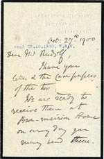 Image of Case 4171 13. Letter from Mr Davies of St Deniol's Home accepting the boys  27 October 1900
 page 1