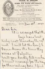 Image of Case 4171 17. Letter from Mrs H. giving the date the boys are to leave their foster mother and travel to the Home  23 November 1900
 page 1