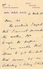 Image of Case 4171 21. Letter from Mrs B. about the home circumstances of H. and G's mother and stepfather  11 March 1901
 page 1