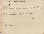 Image of Case 4171 23. Card from Mrs B. asking for time to consider  13 March 1901
 page 2