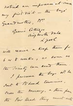 Image of Case 4171 26. Letter from Mrs B. saying that the family had decided to have the boys home immediately  27 March 1901
 page 3
