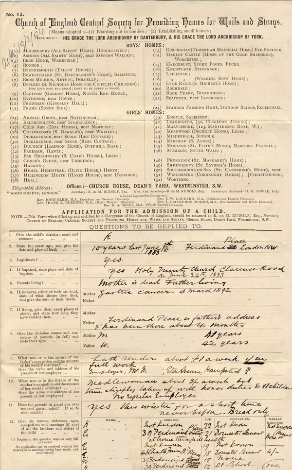 Large size image of Case 4202 1. Application to Waifs and Strays' Society  16 March 1894
 page 1