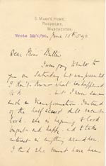 Image of Case 4215 8. Letter from Sister-in-Charge, St Mary's Home to Miss Butler, St Saviour's Home  15 June 1896
 page 1
