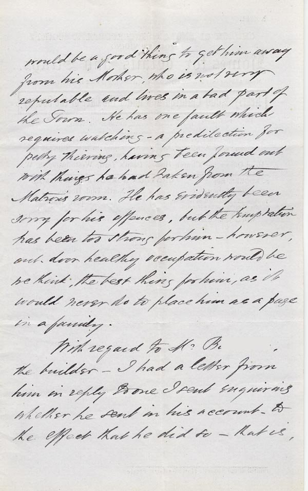 Large size image of Case 4314 2. Letter from S. Rogers, Honorary Secretary of the Gordon Boys Home, Croydon. [part of the letter appears to be missing]  5 June 1894
 page 4
