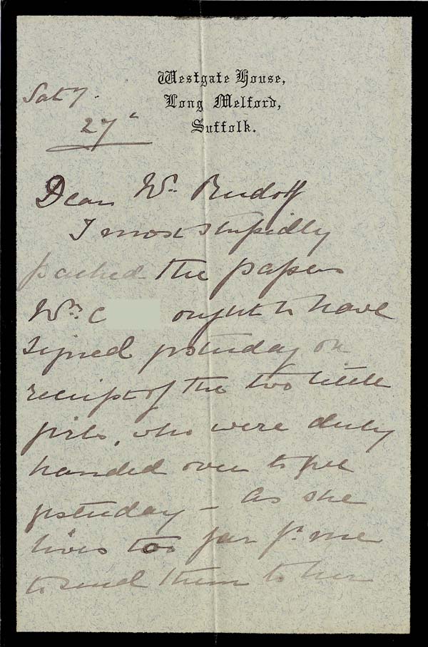 Large size image of Case 4488 10. Letter from Mrs Parker c. 27 October 1895
 page 1
