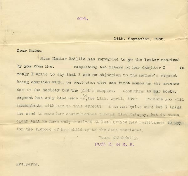 Large size image of Case 4664 5. Copy of letter from Edward Rudolf 14 September 1900
 page 1