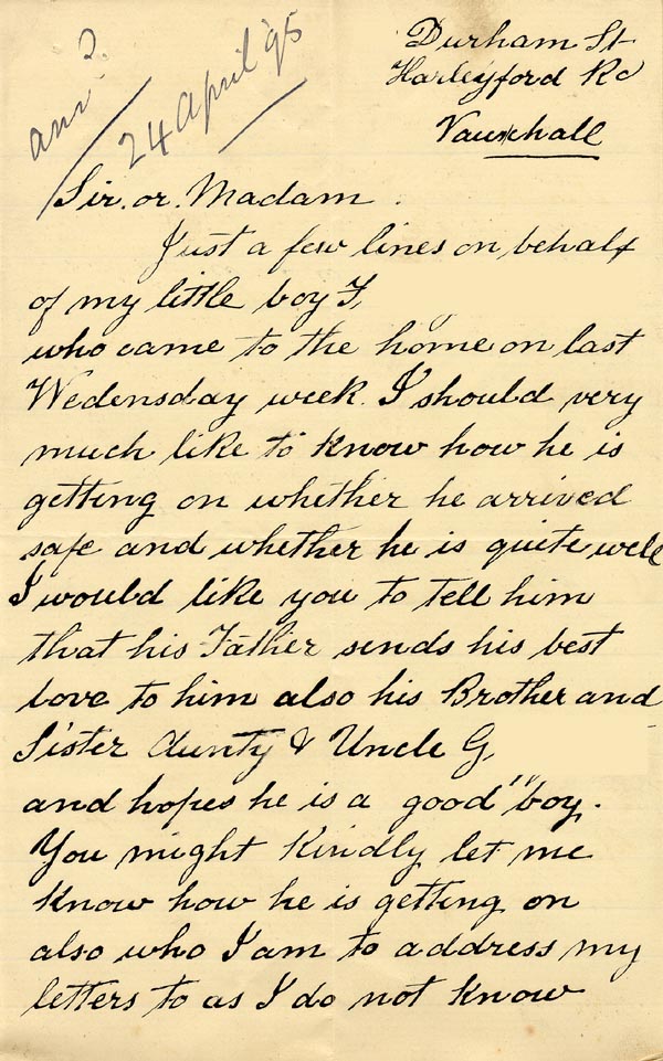 Large size image of Case 4751 2. Letter from F's father c. 24 April 1895
 page 1