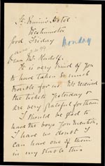 Image of Case 4751 4. Letter from Mrs Stevenson to Edward Rudolf   c. 2 April 1899
 page 1