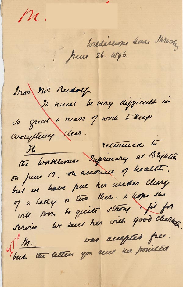 Large size image of Case 4770 15. Letter to Mr Rudolf from Mary Butler 26 June 1896
 page 1