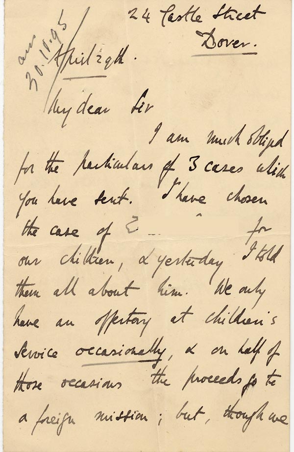 Large size image of Case 4776 6. Letter from St Mary's  29 April 1895
 page 1