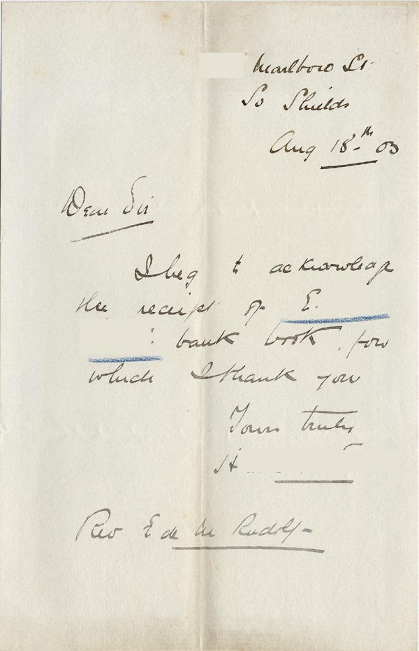 Large size image of Case 4776 14. Letter from E's brother  18 August 1903
 page 1