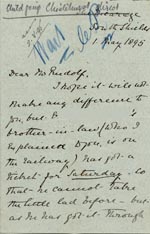 Image of Case 4776 7. Letter from Miss Savage  1 May 1895
 page 1