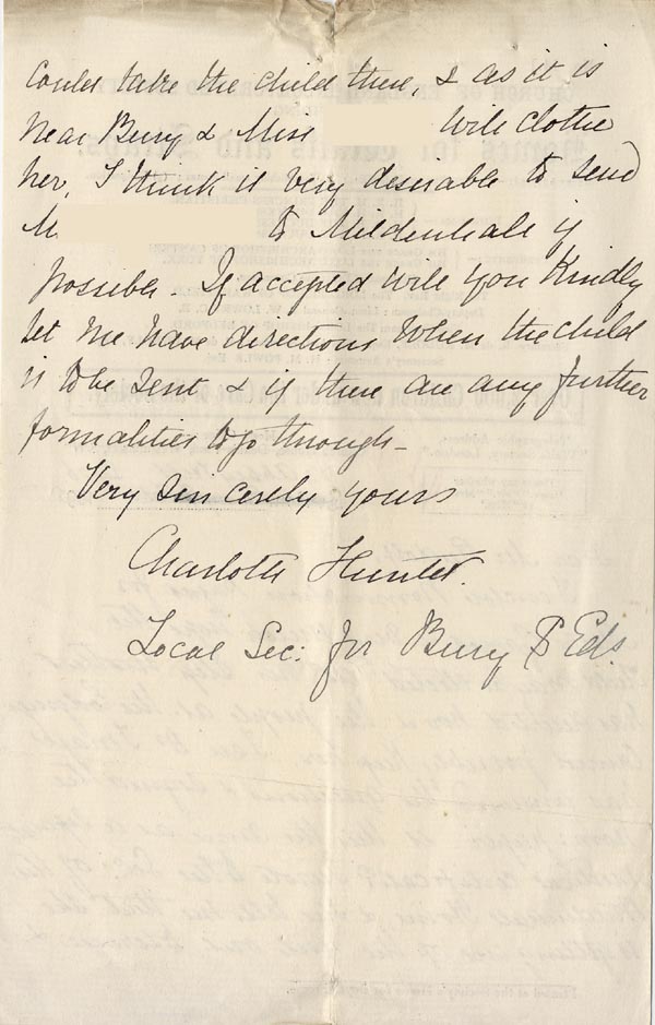 Large size image of Case 5008 2. Letter from Miss Hunter, Bury St. Edmunds 26 September 1895
 page 2